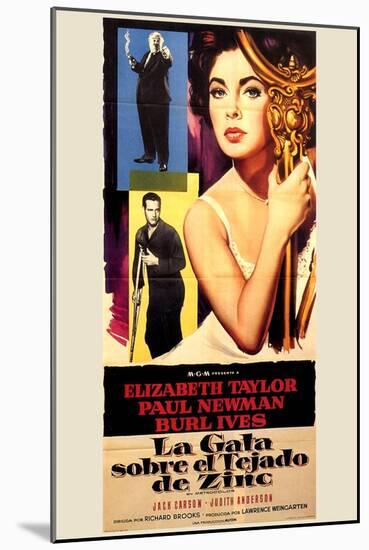 Cat on a Hot Tin Roof, Spanish Movie Poster, 1958-null-Mounted Art Print