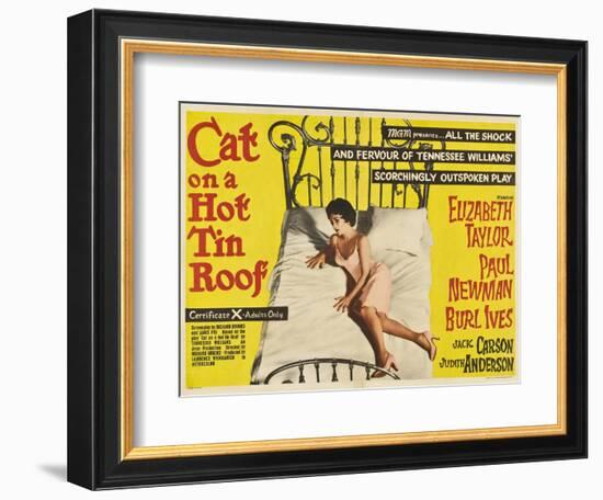 Cat on a Hot Tin Roof, UK Movie Poster, 1958-null-Framed Art Print