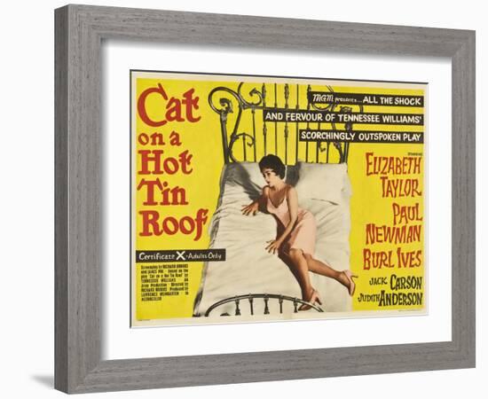 Cat on a Hot Tin Roof, UK Movie Poster, 1958-null-Framed Art Print