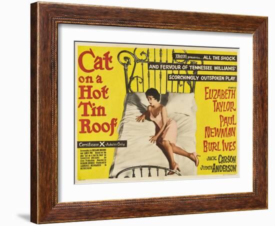 Cat on a Hot Tin Roof, UK Movie Poster, 1958-null-Framed Art Print