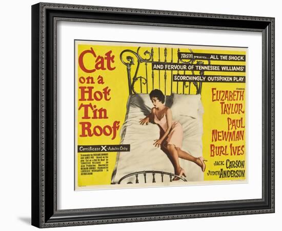 Cat on a Hot Tin Roof, UK Movie Poster, 1958-null-Framed Art Print