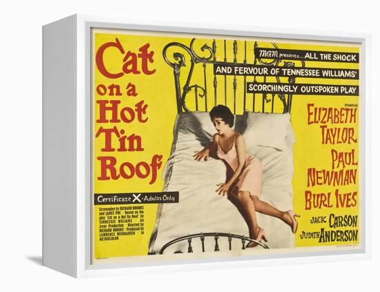 Cat on a Hot Tin Roof, UK Movie Poster, 1958-null-Framed Stretched Canvas