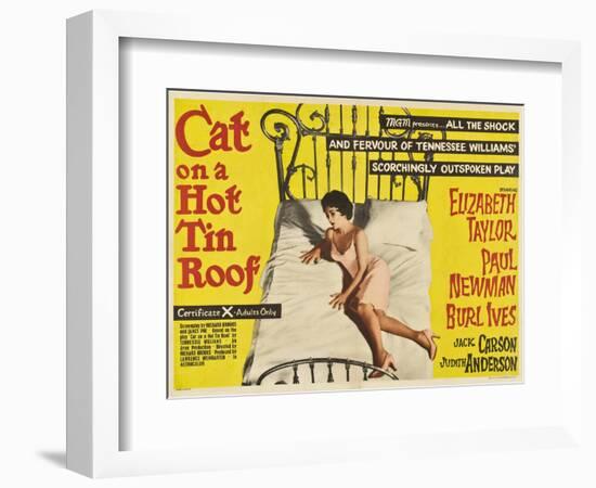 Cat on a Hot Tin Roof, UK Movie Poster, 1958-null-Framed Premium Giclee Print