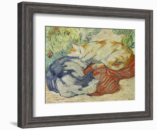 Cat on a Red Cloth, 1909/1910-Franz Marc-Framed Giclee Print