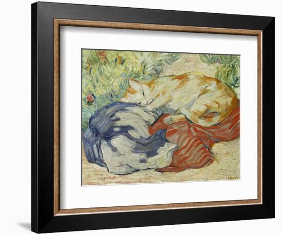 Cat on a Red Cloth, 1909/1910-Franz Marc-Framed Giclee Print