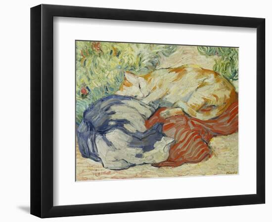 Cat on a Red Cloth, 1909/1910-Franz Marc-Framed Giclee Print