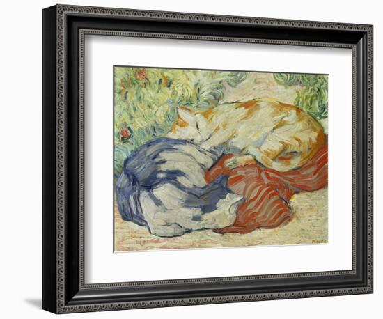 Cat on a Red Cloth, 1909/1910-Franz Marc-Framed Giclee Print