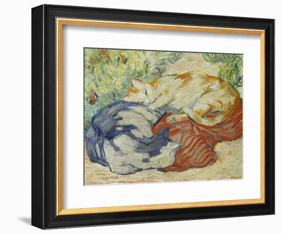 Cat on a Red Cloth, 1909/1910-Franz Marc-Framed Giclee Print