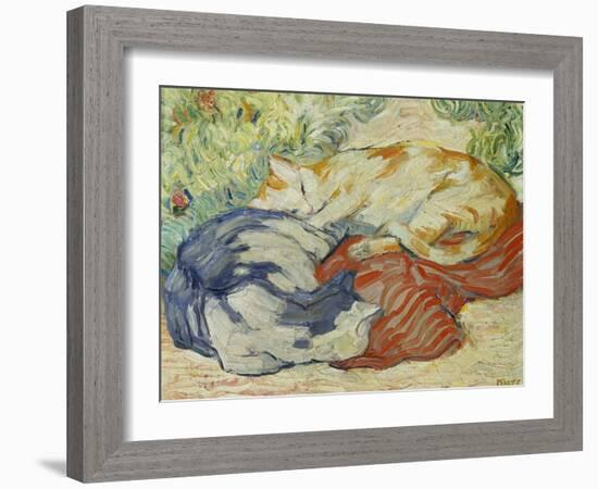 Cat on a Red Cloth, 1909/1910-Franz Marc-Framed Giclee Print