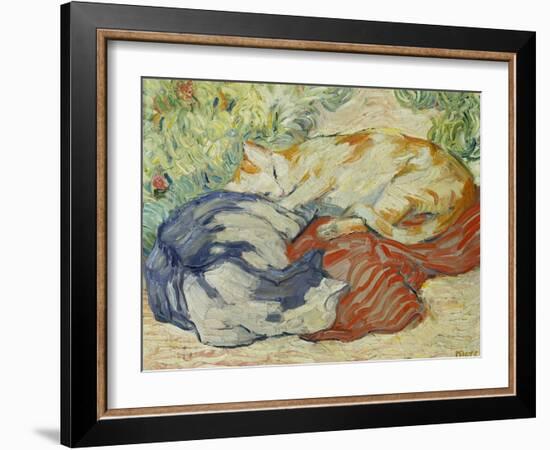 Cat on a Red Cloth, 1909/1910-Franz Marc-Framed Giclee Print