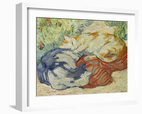 Cat on a Red Cloth, 1909/1910-Franz Marc-Framed Giclee Print