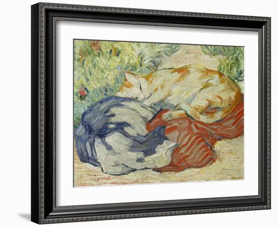 Cat on a Red Cloth, 1909/1910-Franz Marc-Framed Giclee Print