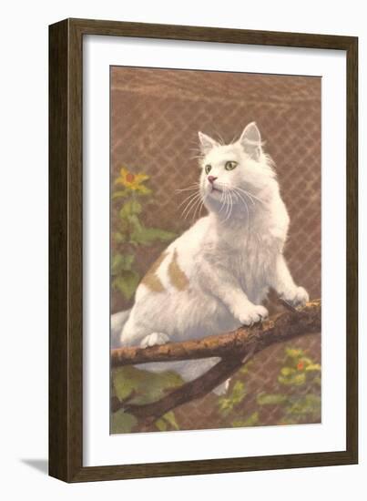 Cat on Branch-null-Framed Art Print