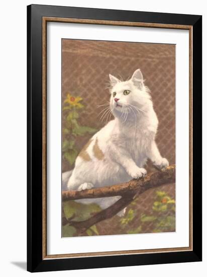 Cat on Branch-null-Framed Art Print