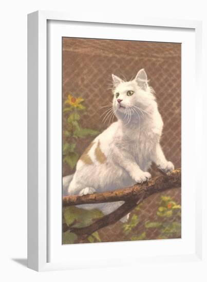 Cat on Branch-null-Framed Art Print