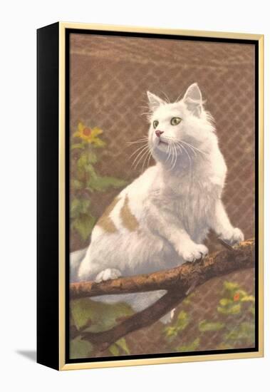 Cat on Branch-null-Framed Stretched Canvas