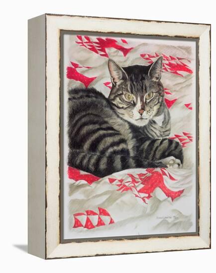 Cat on Quilt-Anne Robinson-Framed Premier Image Canvas