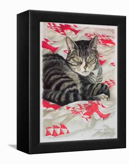 Cat on Quilt-Anne Robinson-Framed Premier Image Canvas