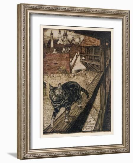 Cat on the Prowl-Arthur Rackham-Framed Art Print