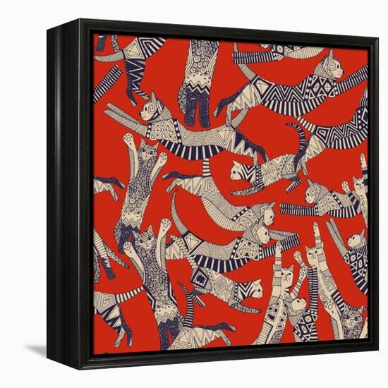 Cat Party Retro-Sharon Turner-Framed Stretched Canvas