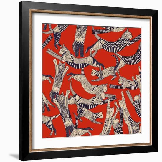 Cat Party Retro-Sharon Turner-Framed Premium Giclee Print