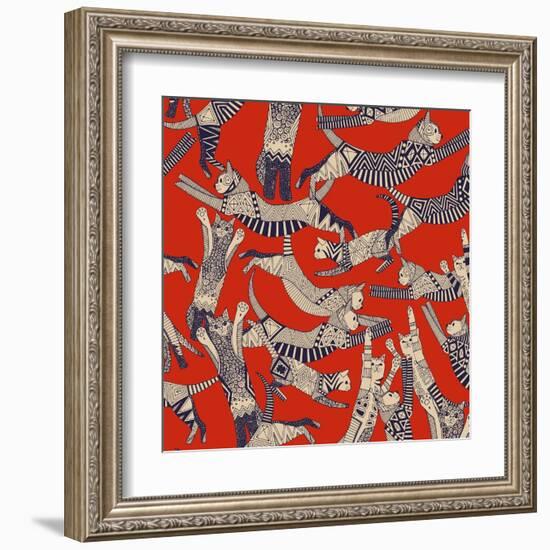 Cat Party Retro-Sharon Turner-Framed Art Print