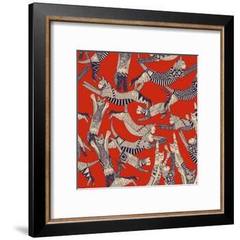 Cat Party Retro-Sharon Turner-Framed Art Print