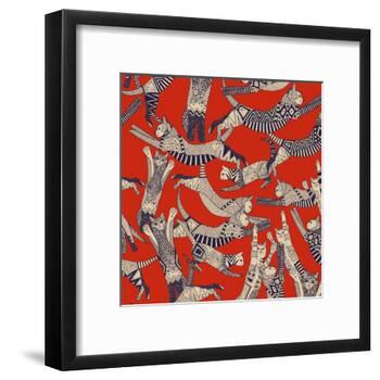 Cat Party Retro-Sharon Turner-Framed Art Print