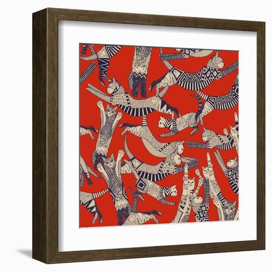 Cat Party Retro-Sharon Turner-Framed Art Print