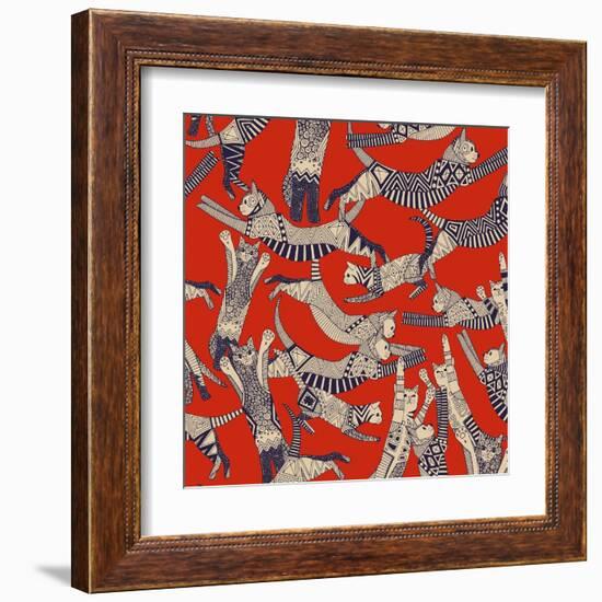 Cat Party Retro-Sharon Turner-Framed Art Print