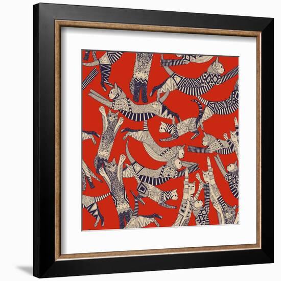 Cat Party Retro-Sharon Turner-Framed Art Print