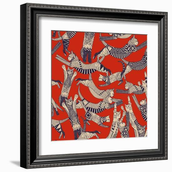 Cat Party Retro-Sharon Turner-Framed Art Print