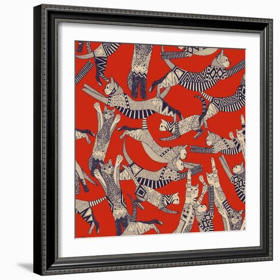 Cat Party Retro-Sharon Turner-Framed Art Print