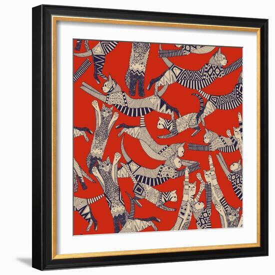 Cat Party Retro-Sharon Turner-Framed Art Print