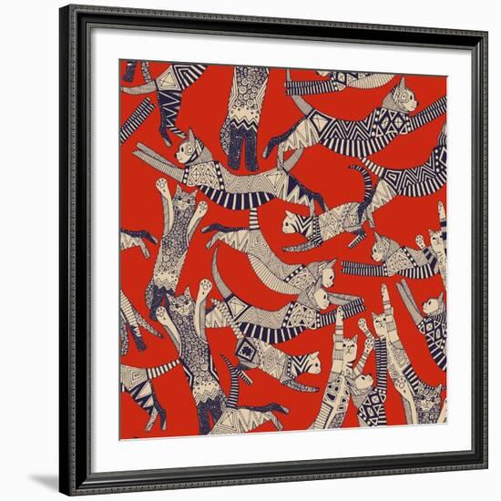 Cat Party Retro-Sharon Turner-Framed Premium Giclee Print