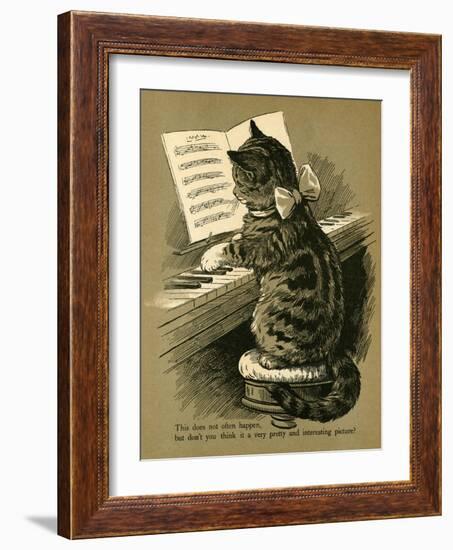 Cat Playing the Piano-null-Framed Art Print