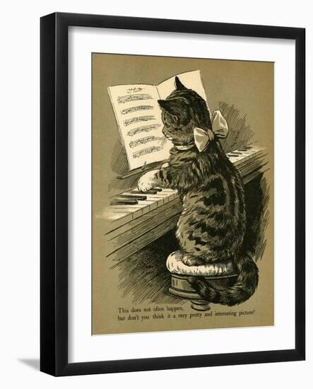 Cat Playing the Piano-null-Framed Art Print