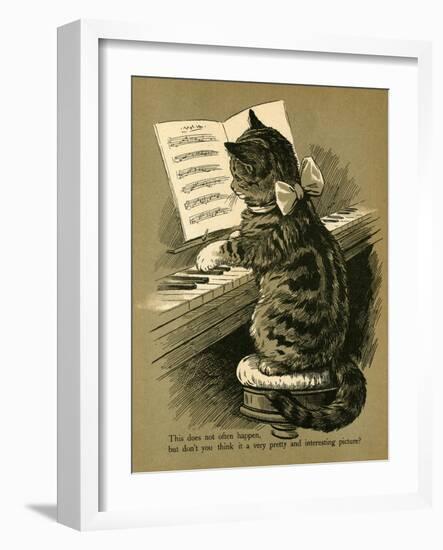 Cat Playing the Piano-null-Framed Art Print