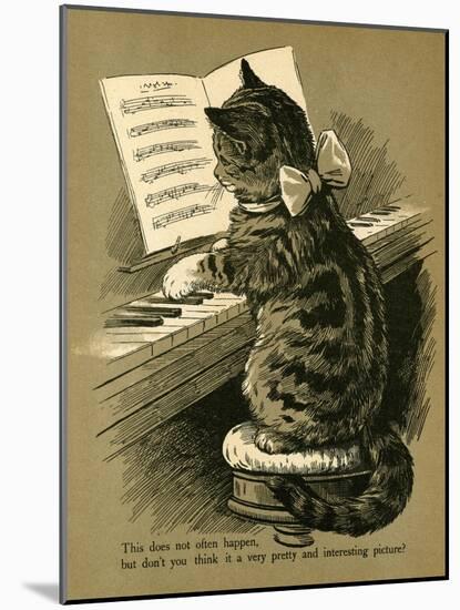 Cat Playing the Piano-null-Mounted Art Print