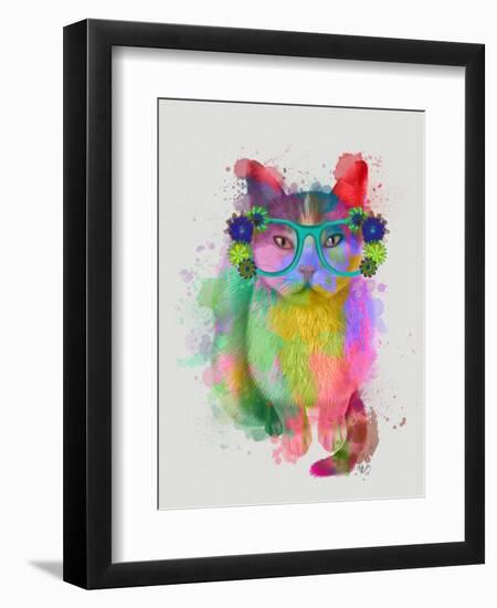 Cat Rainbow Splash 6-Fab Funky-Framed Art Print