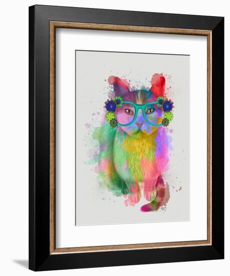 Cat Rainbow Splash 6-Fab Funky-Framed Art Print