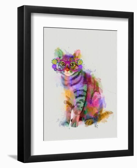 Cat Rainbow Splash 7-Fab Funky-Framed Art Print