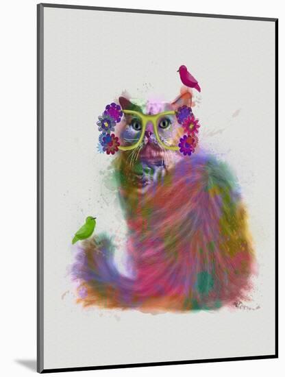 Cat Rainbow Splash 9-Fab Funky-Mounted Art Print