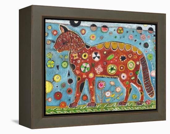 Cat Red Color-Jill Mayberg-Framed Premier Image Canvas