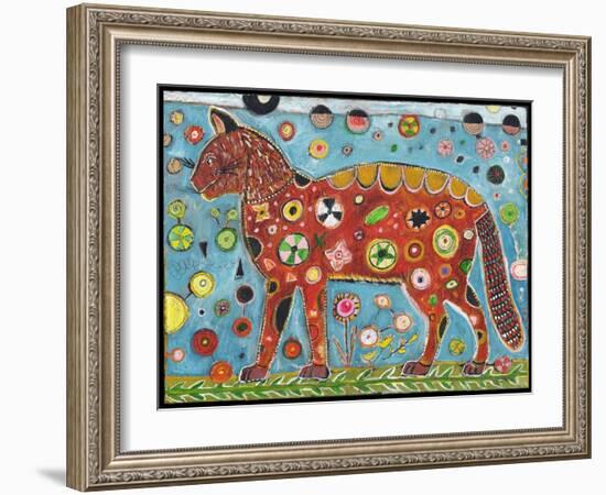 Cat Red Color-Jill Mayberg-Framed Giclee Print