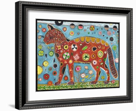 Cat Red Color-Jill Mayberg-Framed Giclee Print