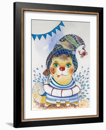 Cat Sailor-Oxana Zaika-Framed Giclee Print