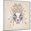 Cat Skull Vintage Aged Flower-Ptich-ya-Mounted Art Print