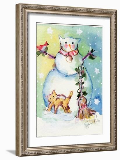 Cat Snowman-sylvia pimental-Framed Art Print