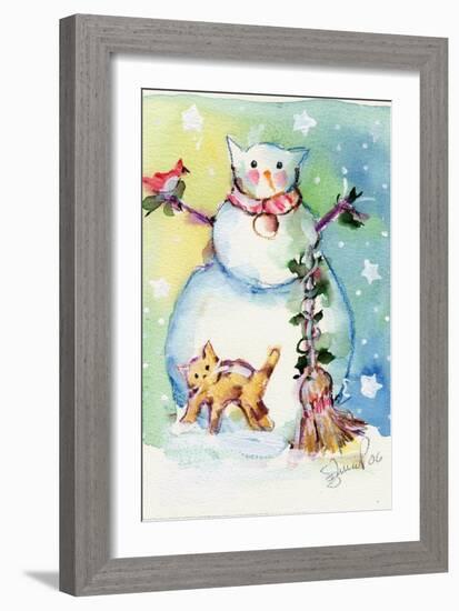 Cat Snowman-sylvia pimental-Framed Art Print